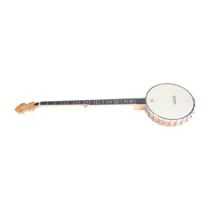 Banjo Afanti de 5 cuerdas con parche Remo de 11", aro de arce, mástil largo y parte posterior abierta