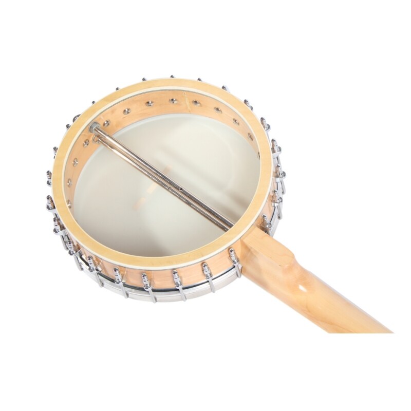 Banjo Afanti de 5 cuerdas con parche Remo de 11", aro de arce, mástil largo y parte posterior abierta