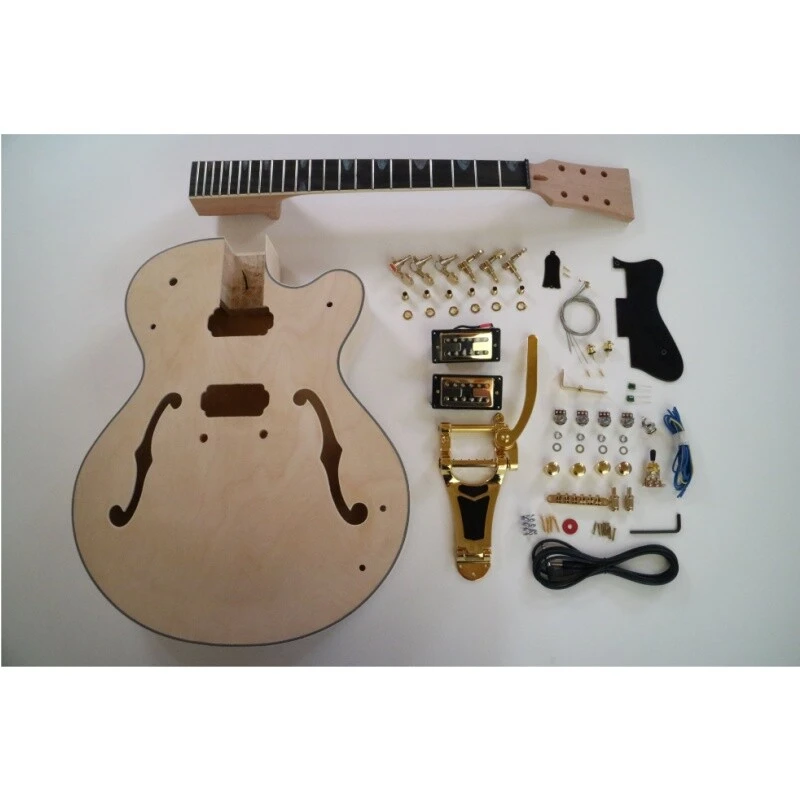 Kit de guitarra eléctrica Afanti Maple Plywood Body Hollow Unfinished