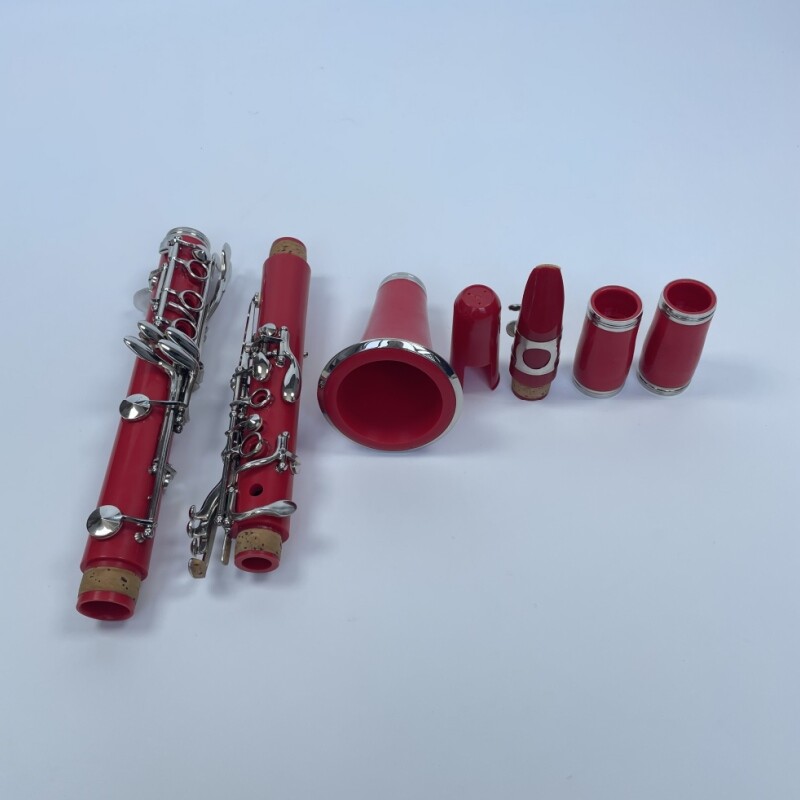 Afanti Color Rojo 17 Teclas Clarinete Cuerpo ABS Tecla Clarinete Niquelado