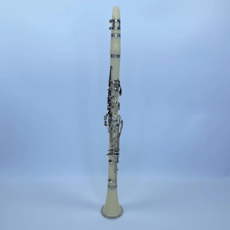 Afanti Color Blanco 17 Teclas Cuerpo ABS Teclas Niqueladas Clarinete