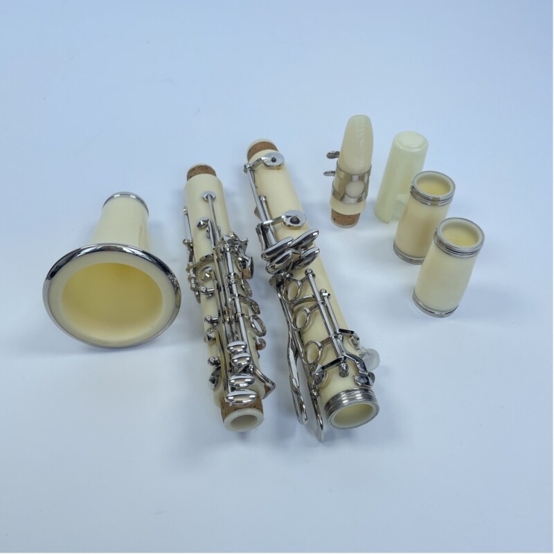 Afanti Color Blanco 17 Teclas Cuerpo ABS Teclas Niqueladas Clarinete