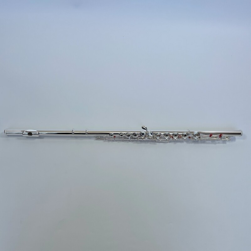 Afanti Flauta Tapa Flor 17 Agujeros Abiertos Plateada Grabada