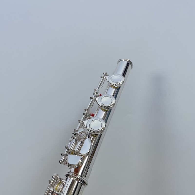 Afanti Flauta Tapa Flor 17 Agujeros Abiertos Plateada Grabada