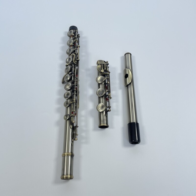 Flauta Afanti 17 Agujero Cerrado Estilo Vintage Plateado Latón Antiguo