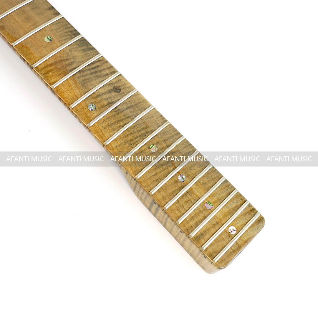 Mástil de guitarra eléctrica Afanti TL de arce flameado brillante de 21 trastes