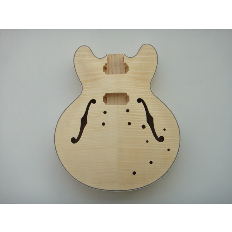 Afanti 12 string Semi-hollow Maple Plywood Body with Flamed Maple Veneer DIY Electric Guitar Kit  