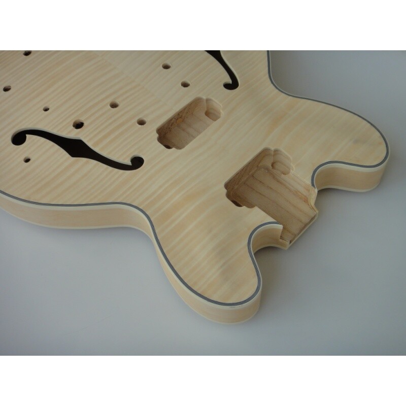 Afanti 12 string Semi-hollow Maple Plywood Body with Flamed Maple Veneer DIY Electric Guitar Kit  