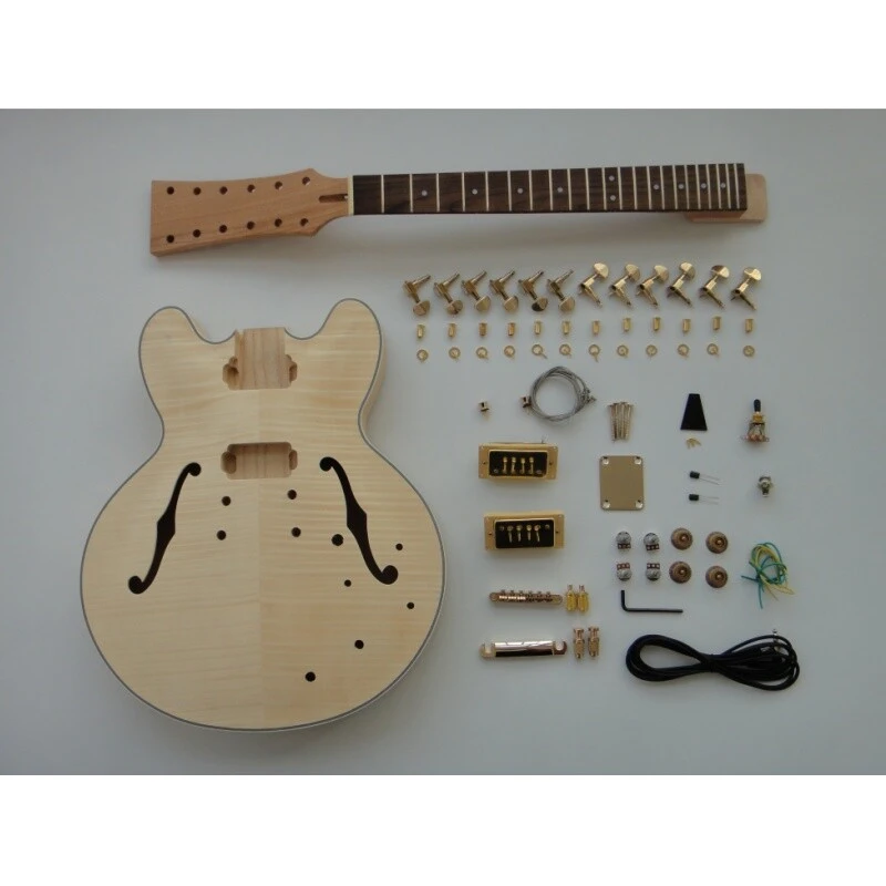 Afanti 12 string Semi-hollow Maple Plywood Body with Flamed Maple Veneer DIY Electric Guitar Kit  