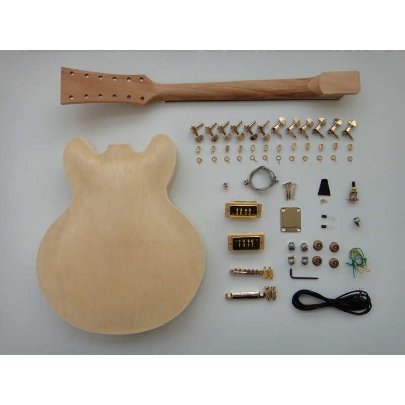Afanti 12 string Semi-hollow Maple Plywood Body with Flamed Maple Veneer DIY Electric Guitar Kit  