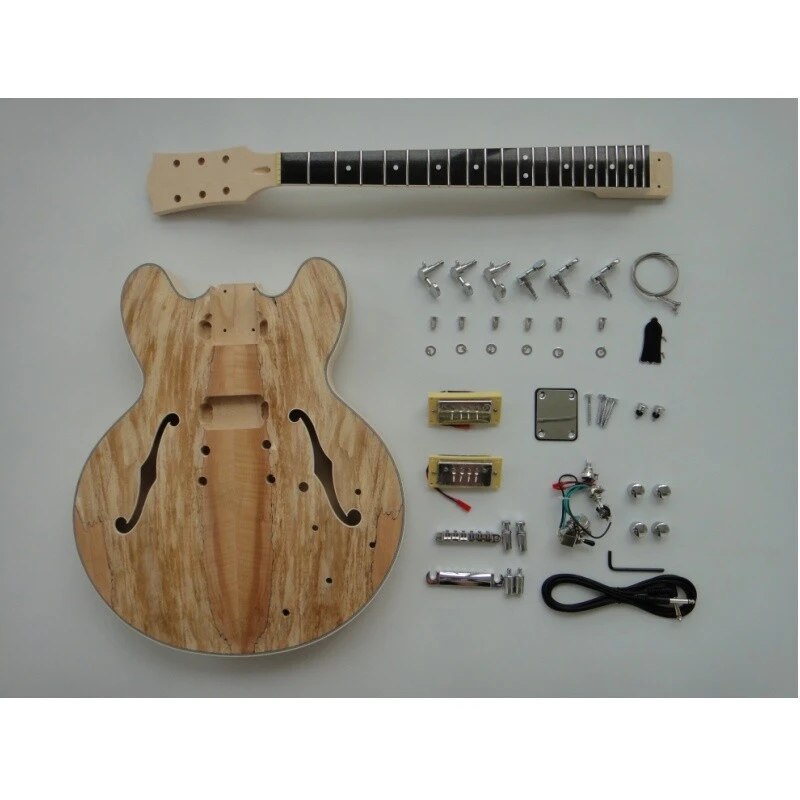Kit de Guitarra Eléctrica DIY con Cuerpo de Contrachapado de Arce Afanti y Chapa de Arce Manchado