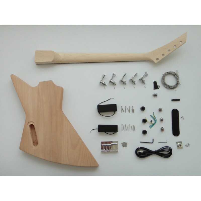 Kit de bajo eléctrico de 5 cuerdas Afanti con cuerpo de caoba sin terminar y arce flameado