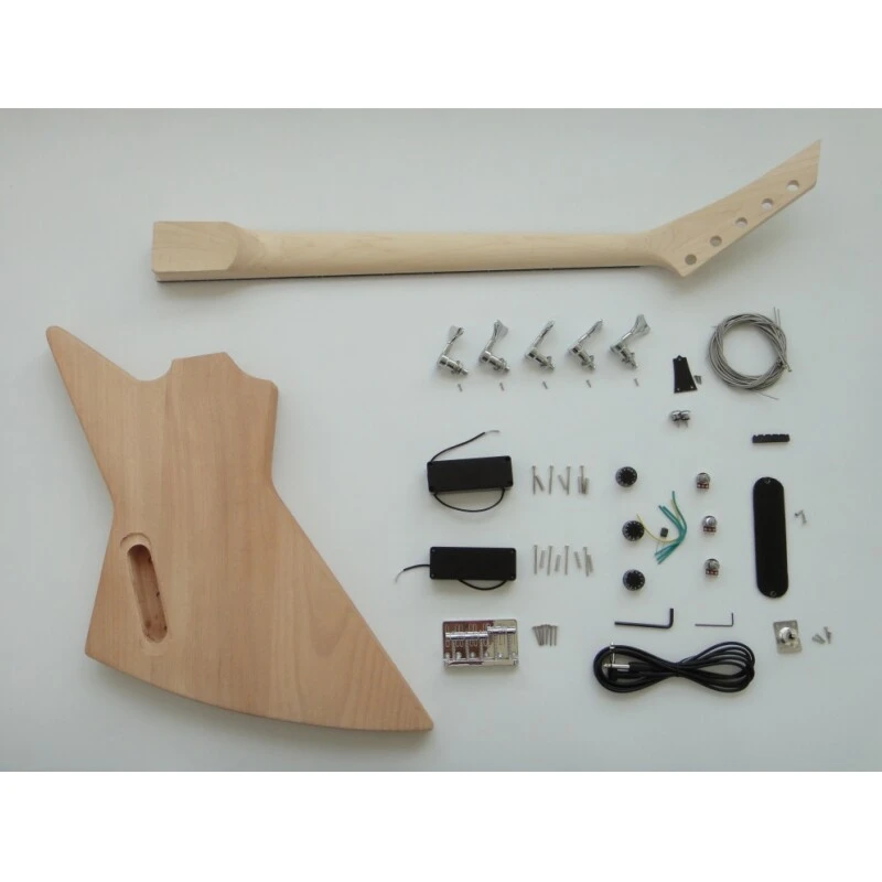 Kit de bajo eléctrico de 5 cuerdas Afanti con cuerpo de caoba sin terminar y arce flameado