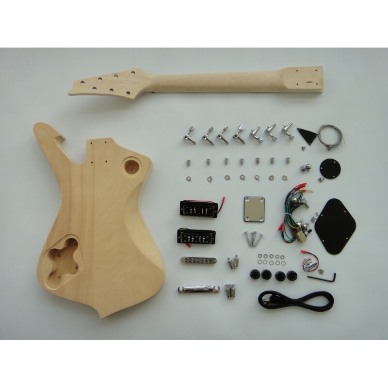 Kit de guitarra eléctrica Afanti Ice de 7 cuerdas con cuerpo de tilo sin terminar y mástil de arce