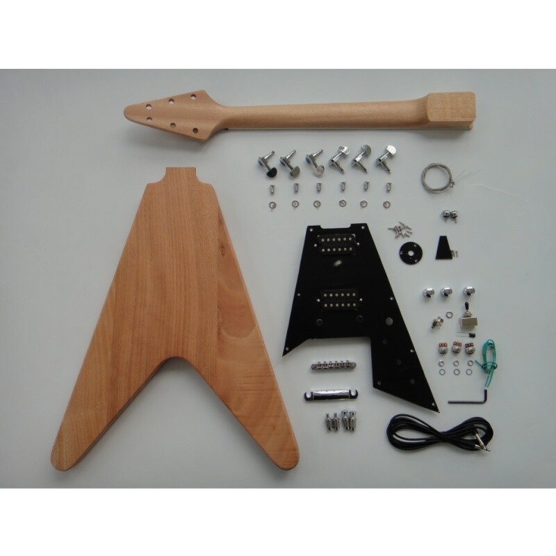 Kit de guitarra para armar Afanti FV con cuerpo de caoba maciza sin terminar y diapasón de palisandro