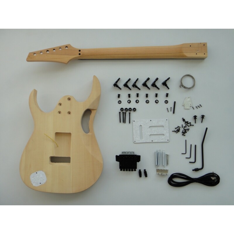 Kit de guitarra Afanti DIY con cuerpo de tilo sin terminar, diapasón de palisandro y doble bloqueo