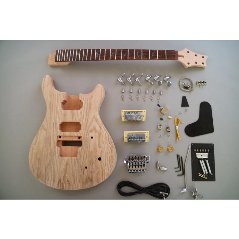 Kit de bricolaje para guitarra eléctrica Afanti con cuerpo de caoba sin terminar y chapa de fresno