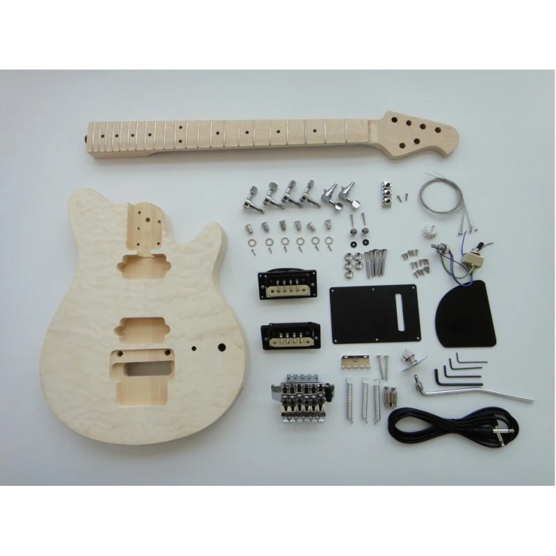 Kit de bricolaje para guitarra eléctrica Afanti Custom Zebra HH Pickup con chapa de arce acolchado