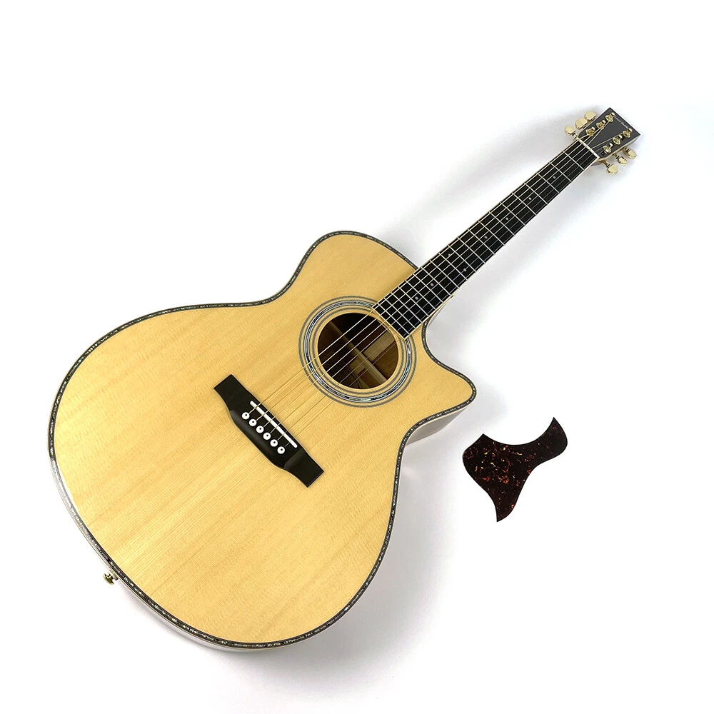 Guitarras acústicas con tapa maciza de abeto y incrustaciones de abulón real de la serie Luthier de Afanti East