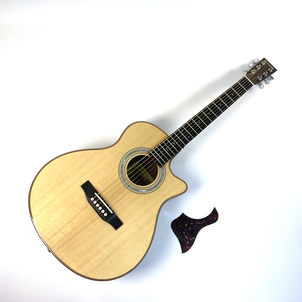 Guitarra acústica Afanti East Luthier Series de 36" con tapa de madera de palisandro curvada y corte de arce