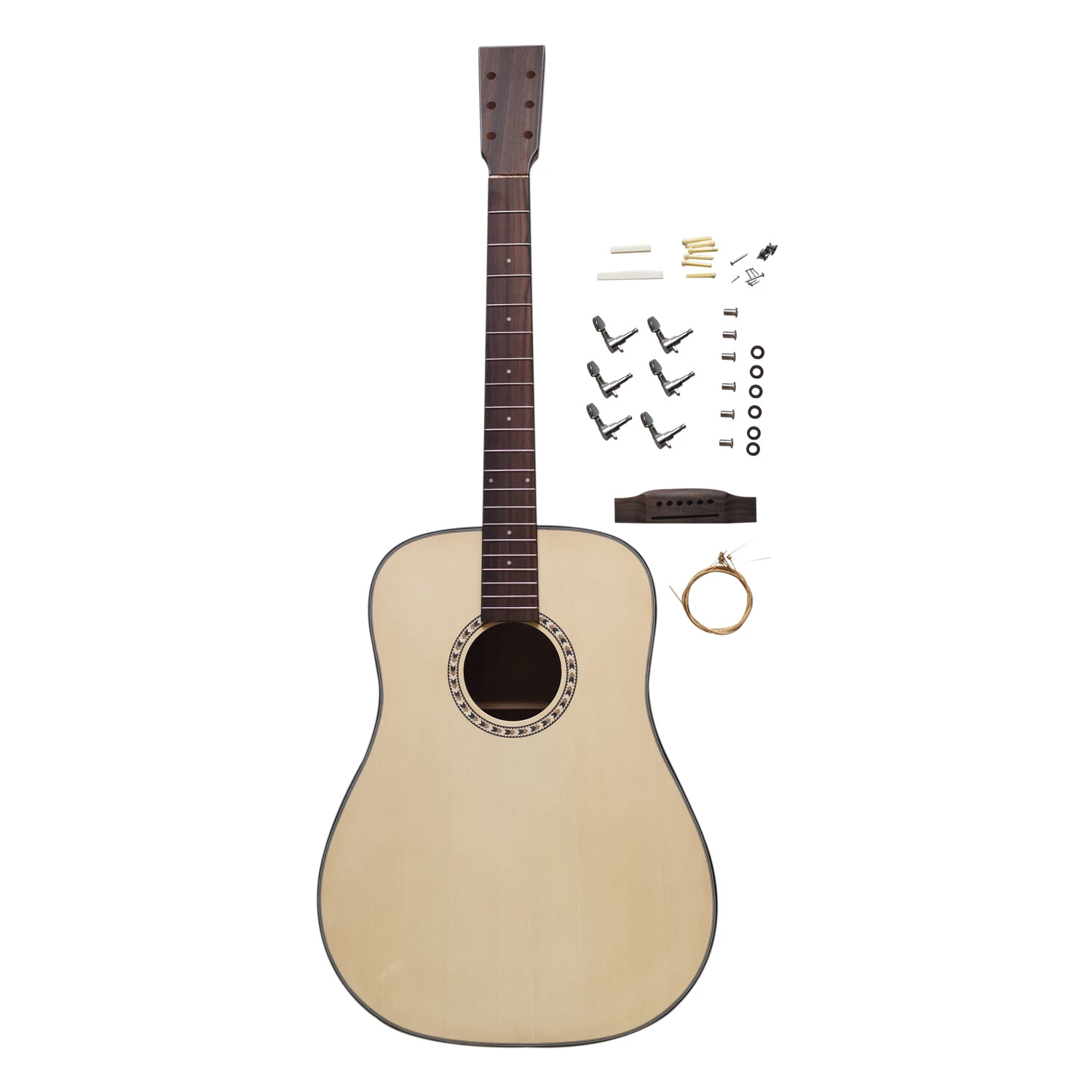 Kit de guitarra acústica Afanti Dreadnought de 41" con tapa de abeto y sin terminar