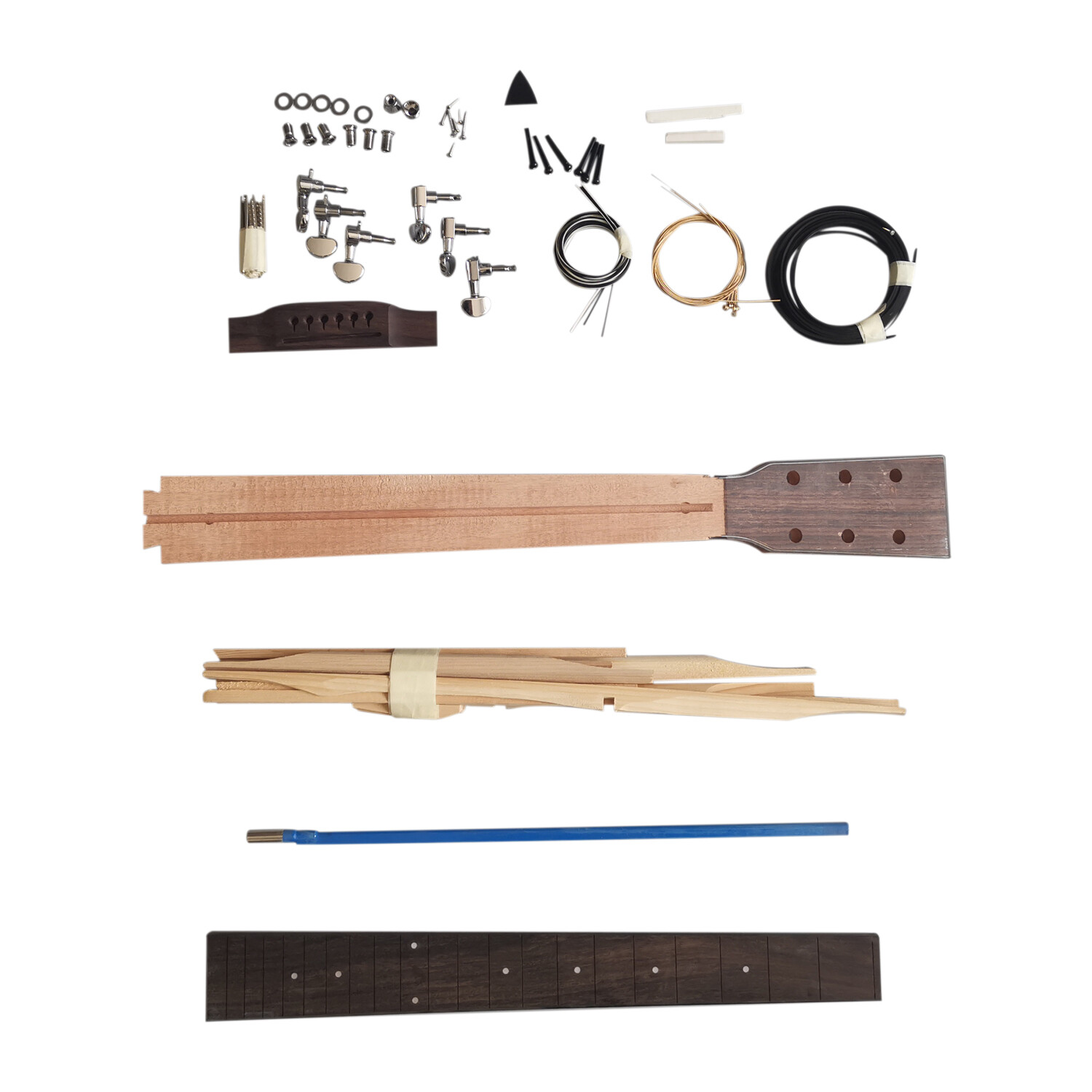 Kit de guitarra acústica Afanti Dreadnought de 41" con tapa de abeto, mástil sin terminar, cuerpo de madera contrachapada sin ensamblar