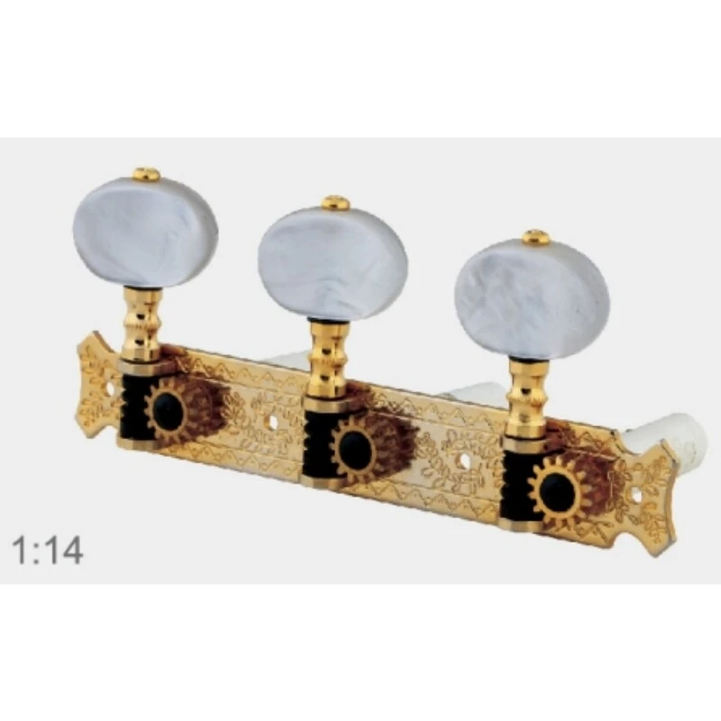 Afanti Clavijero de Oro para Guitarra Clásica con Botones Blancos Relación 1:14
