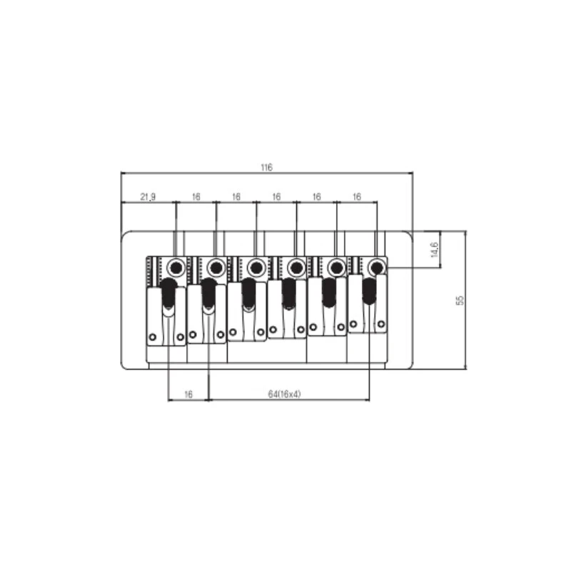 Afanti Zinc Saddle 6 String Bass Guitar Bridge