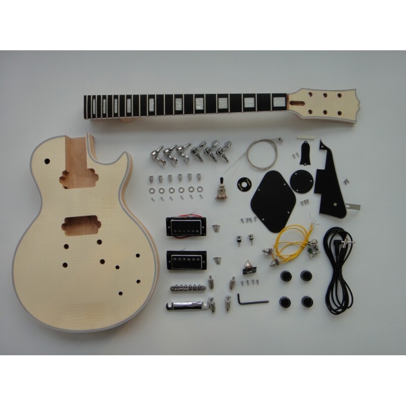 Afanti Caoba con tapa de arce flameado Diapasón de ébano Lp DIY Guitar Kit Afanti Caoba con tapa de arce flameado Diapasón de ébano Lp DIY Guitar Kit