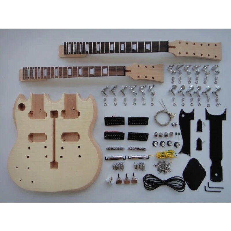 Afanti Cuerpo de Caoba con Chapa de Arce Flameado 12+6 Guitarra Eléctrica Doble Mástil Kit