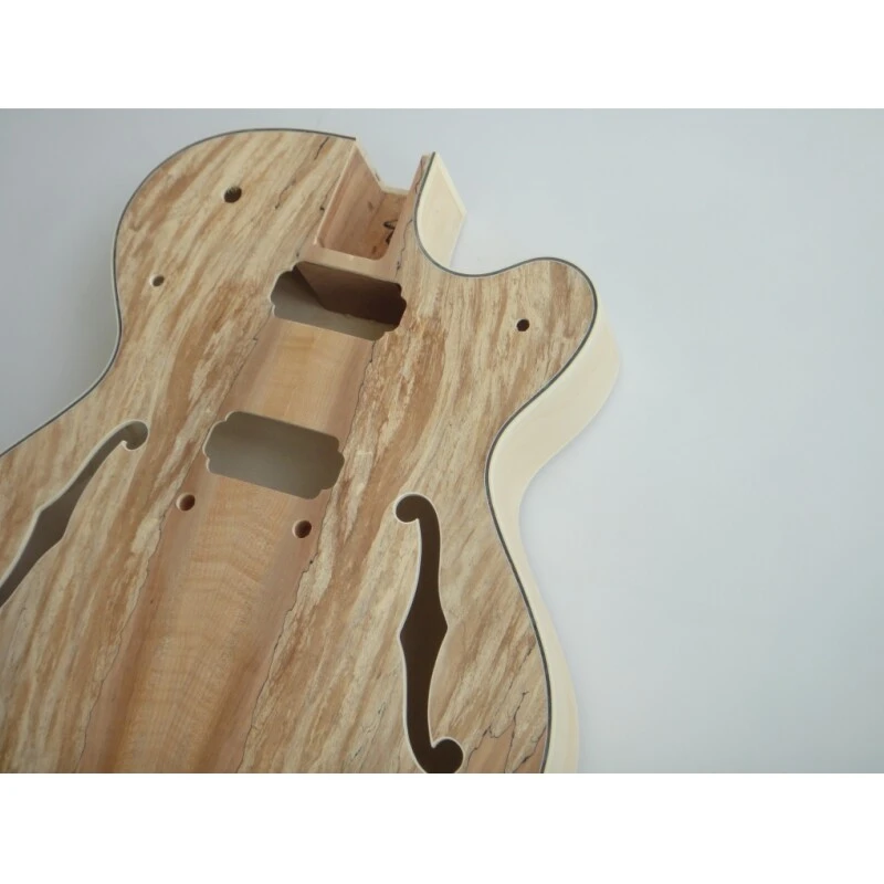  Kit de guitarra eléctrica de cuerpo hueco de madera contrachapada de arce Afanti con chapa de arce espaltado