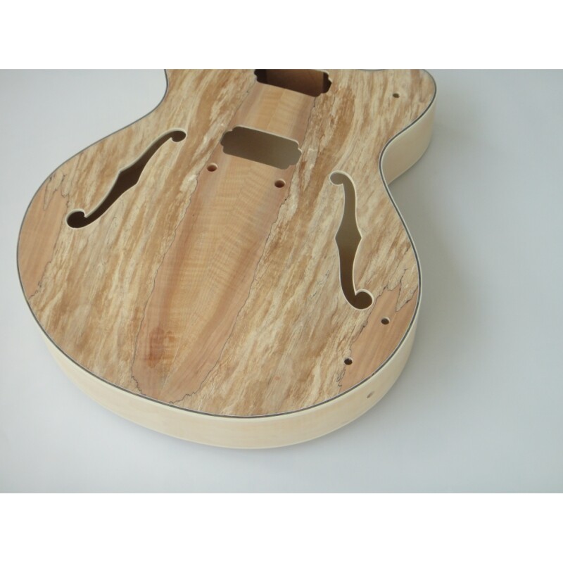  Kit de guitarra eléctrica de cuerpo hueco de madera contrachapada de arce Afanti con chapa de arce espaltado