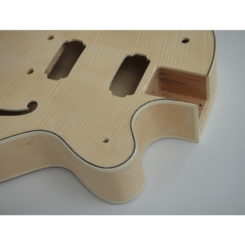 Kit de guitarra DIY de cuerpo hueco de madera contrachapada de arce afanti con chapa de arce flameado
