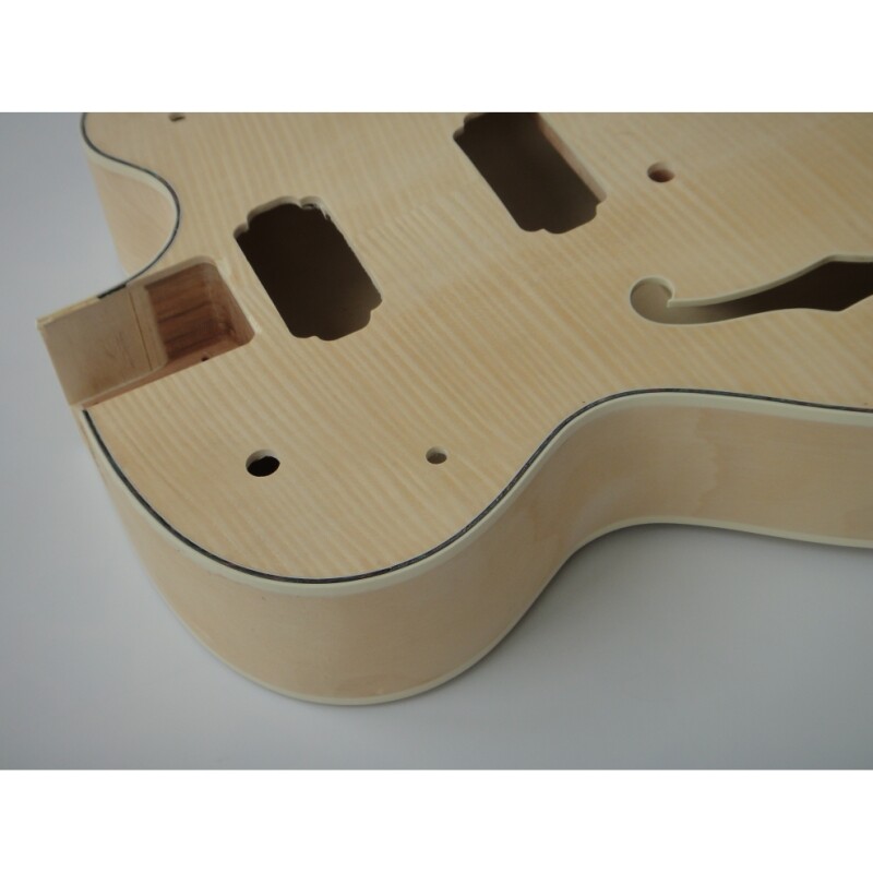 Kit de guitarra DIY de cuerpo hueco de madera contrachapada de arce afanti con chapa de arce flameado