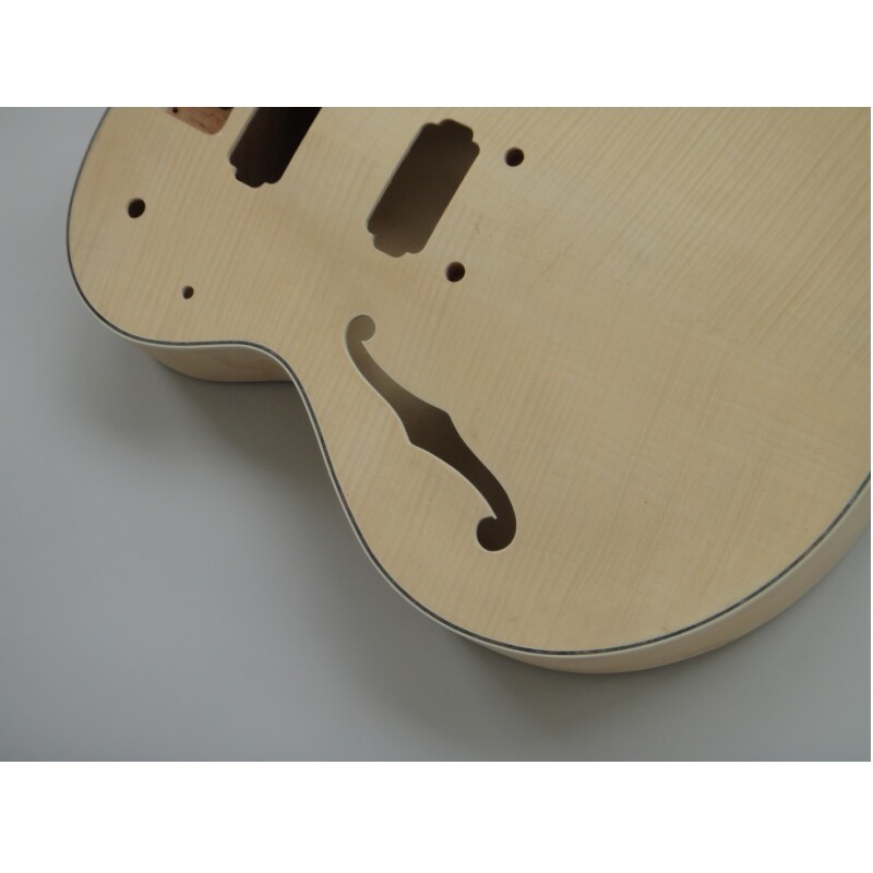 Kit de guitarra DIY de cuerpo hueco de madera contrachapada de arce afanti con chapa de arce flameado