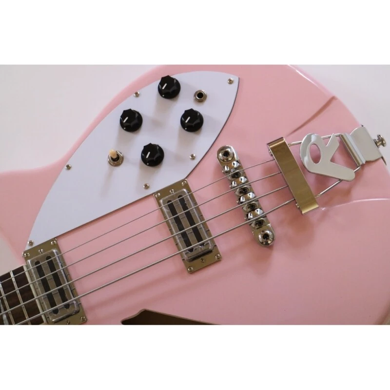 Afanti Semi-Hollow Rosa Claro Cuerpo Tilo Guitarra Bajo Eléctrico Rick