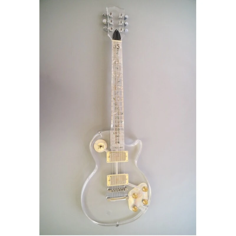 Afanti Guitarra eléctrica acrílica con cuerpo y mástil de 6 cuerdas