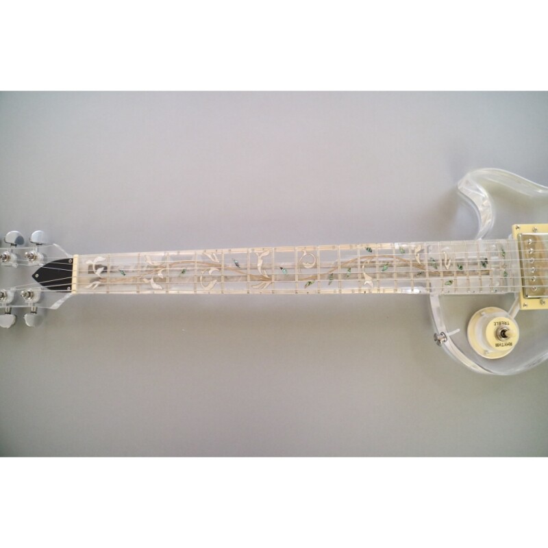 Afanti Guitarra eléctrica acrílica con cuerpo y mástil de 6 cuerdas