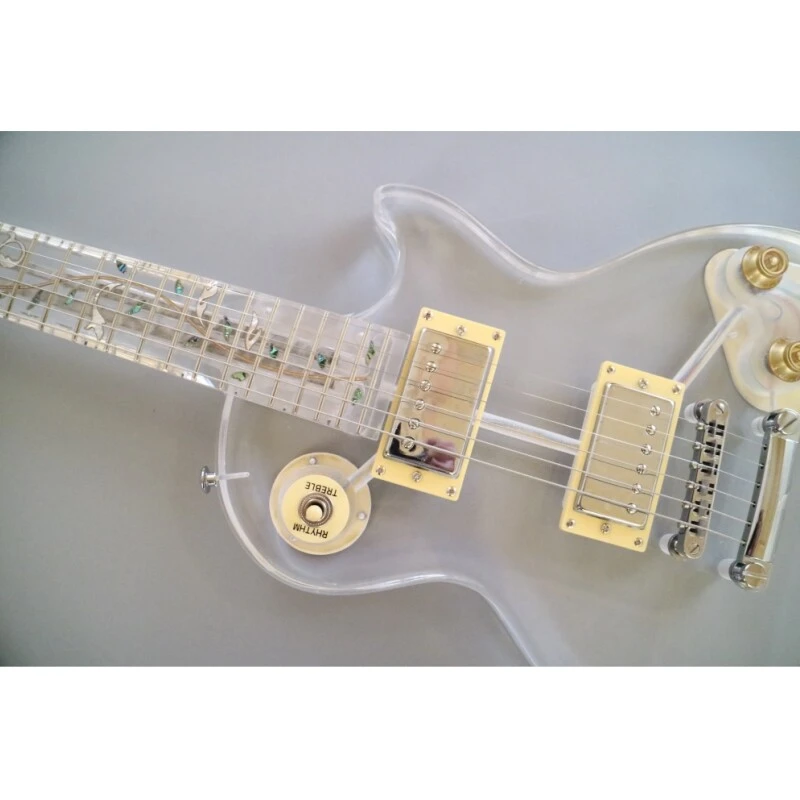 Afanti Guitarra eléctrica acrílica con cuerpo y mástil de 6 cuerdas