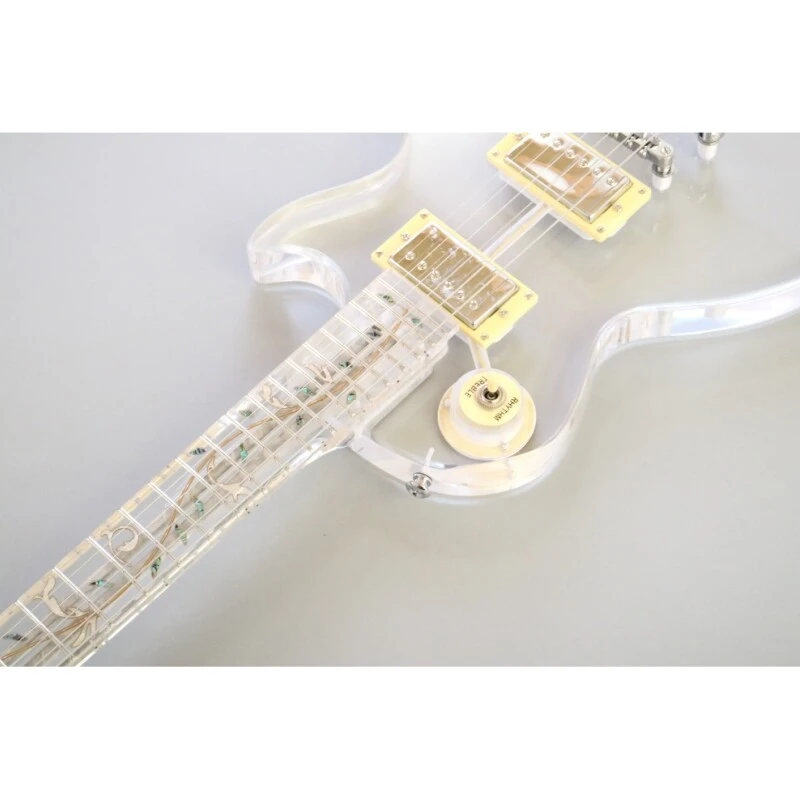 Afanti Guitarra eléctrica acrílica con cuerpo y mástil de 6 cuerdas
