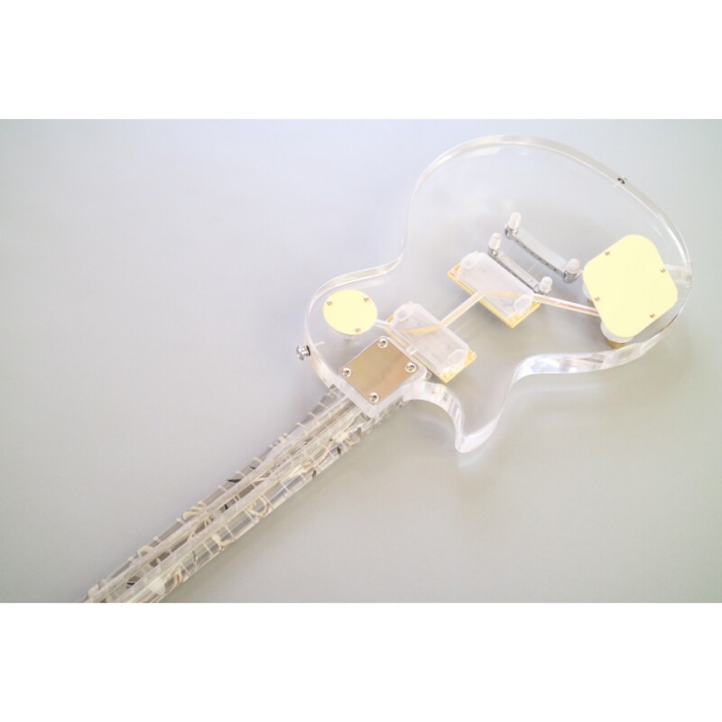 Afanti Guitarra eléctrica acrílica con cuerpo y mástil de 6 cuerdas