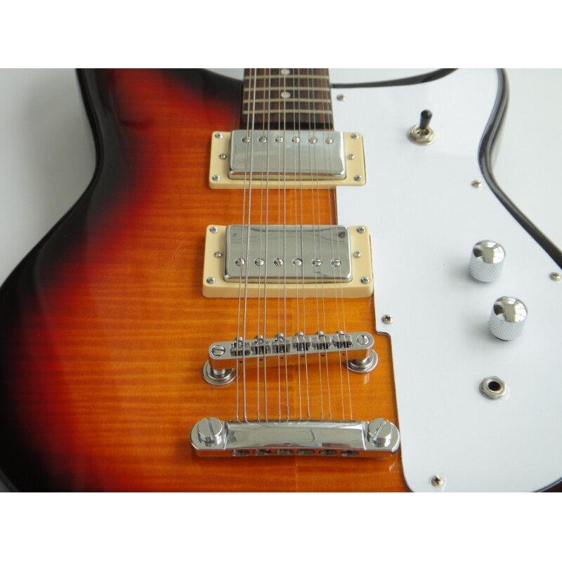 Afanti Guitarra eléctrica de 12 cuerdas con cuerpo de tilo y mástil de arce