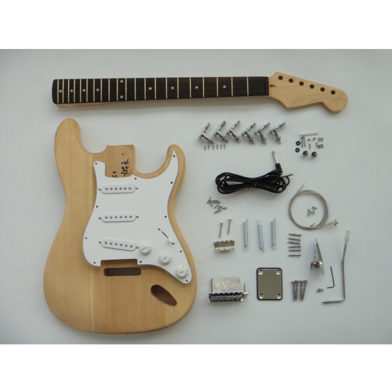 Afanti Kit de guitarra eléctrica de 6 cuerdas con cuerpo de tilo y mástil de arce sin terminar Afanti Kit de guitarra eléctrica de 6 cuerdas con cuerpo de tilo y mástil de arce sin terminar