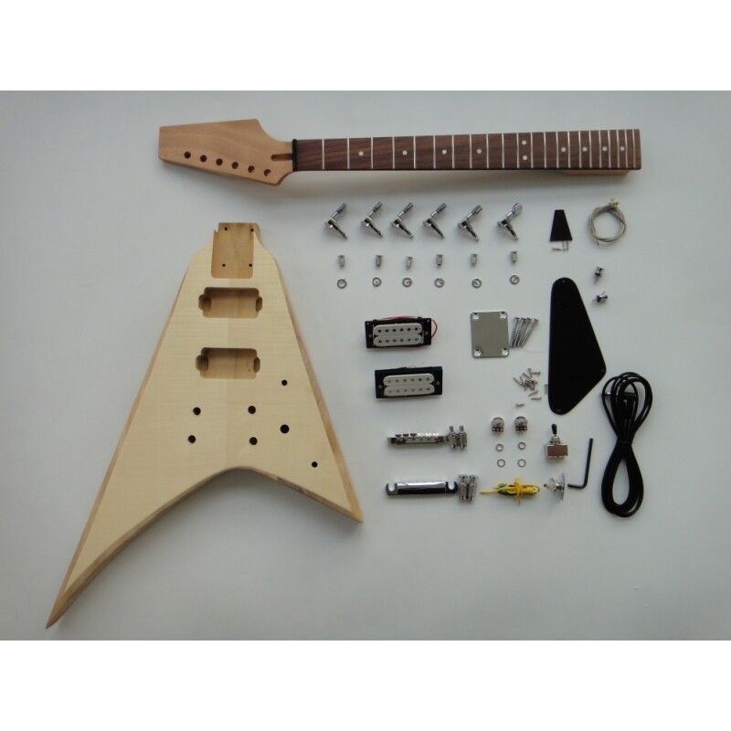 Afanti Paulownia Body with Flamed Maple Veneer DIY Guitar Electric Kit Afanti Paulownia Body with Flamed Maple Veneer DIY Guitar Electric Kit