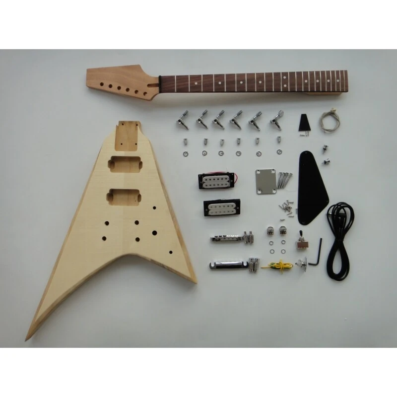 Afanti Paulownia Body with Flamed Maple Veneer DIY Guitar Electric Kit