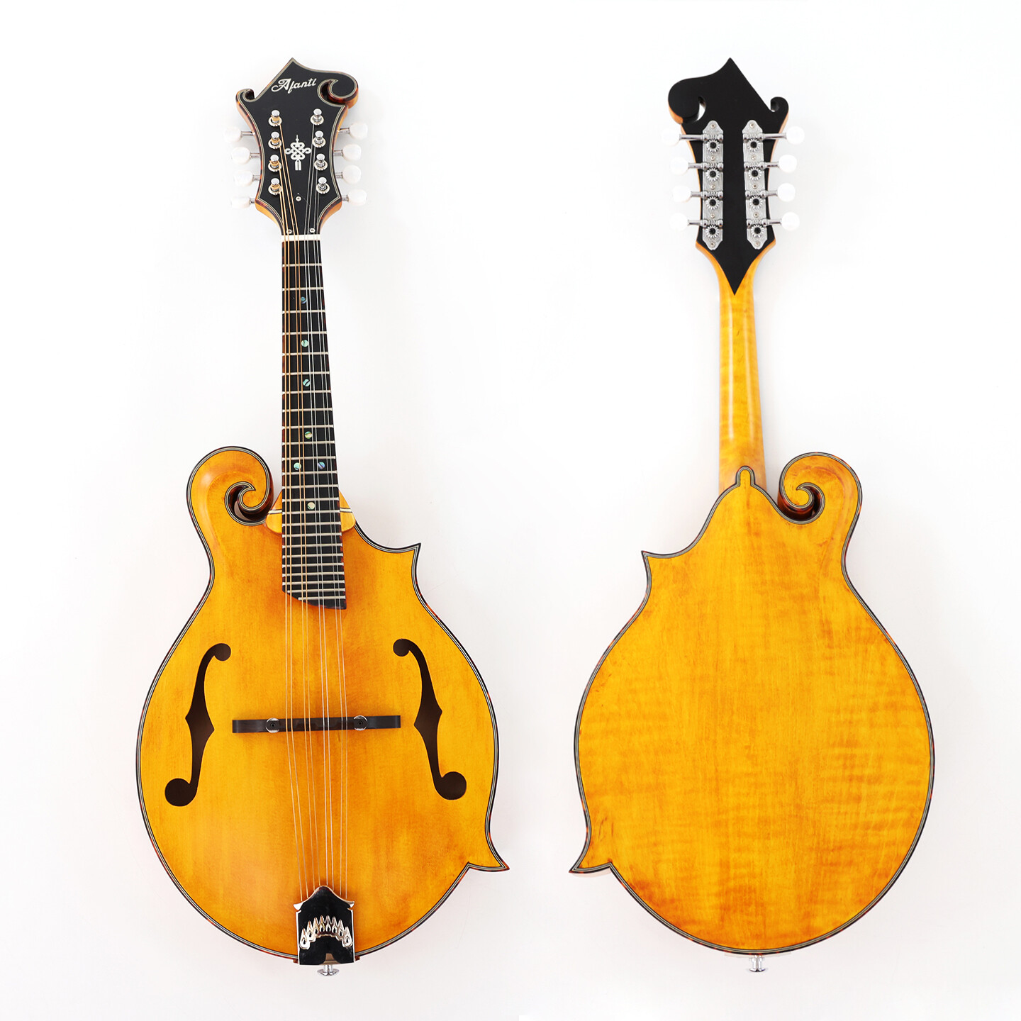 Mandolina Afanti Goldrush One Piece Solid Flamed Maple Dovetail Neck F