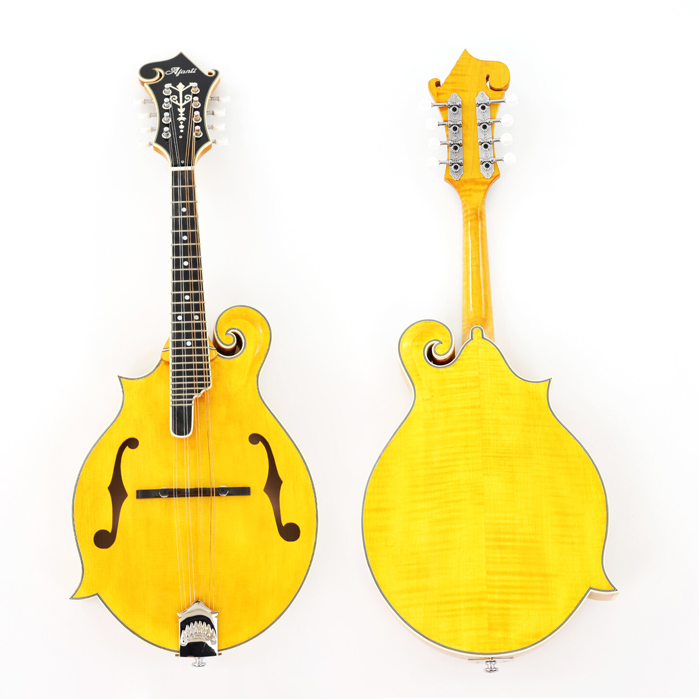 Mandolina Afanti Sólida Tallada a Mano y Graduada con Tapa de Abeto AAA para Mano Izquierda