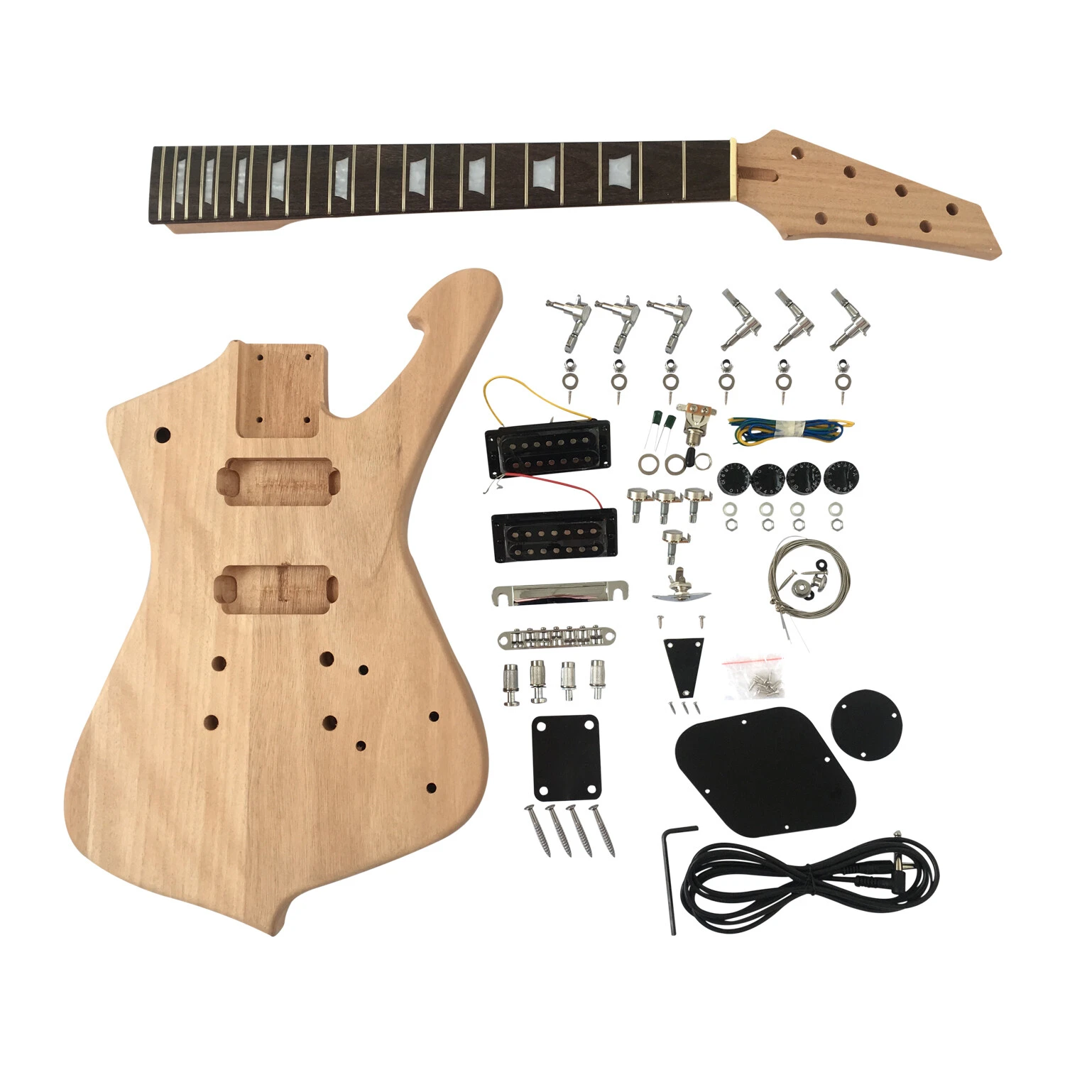Kit de guitarra DIY de 7 cuerdas con mástil de caoba de cejuela ancha y diapasón de palisandro