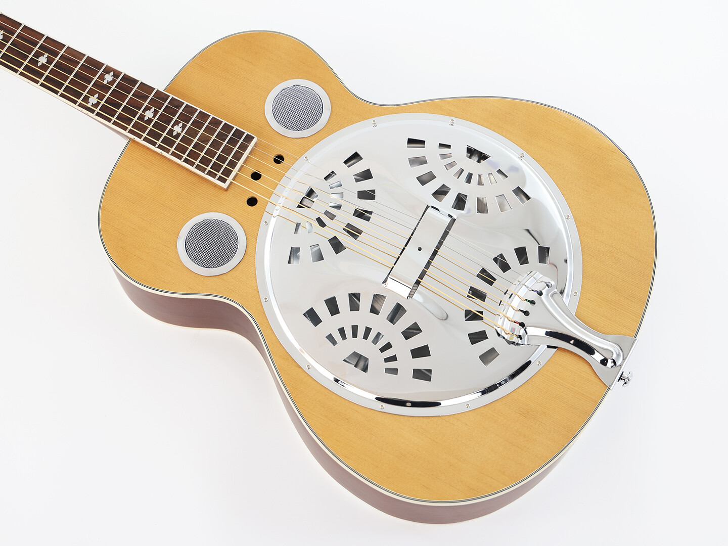 Guitarra Dobro Resonator con cuerpo de madera contrachapada de caoba y mástil redondo