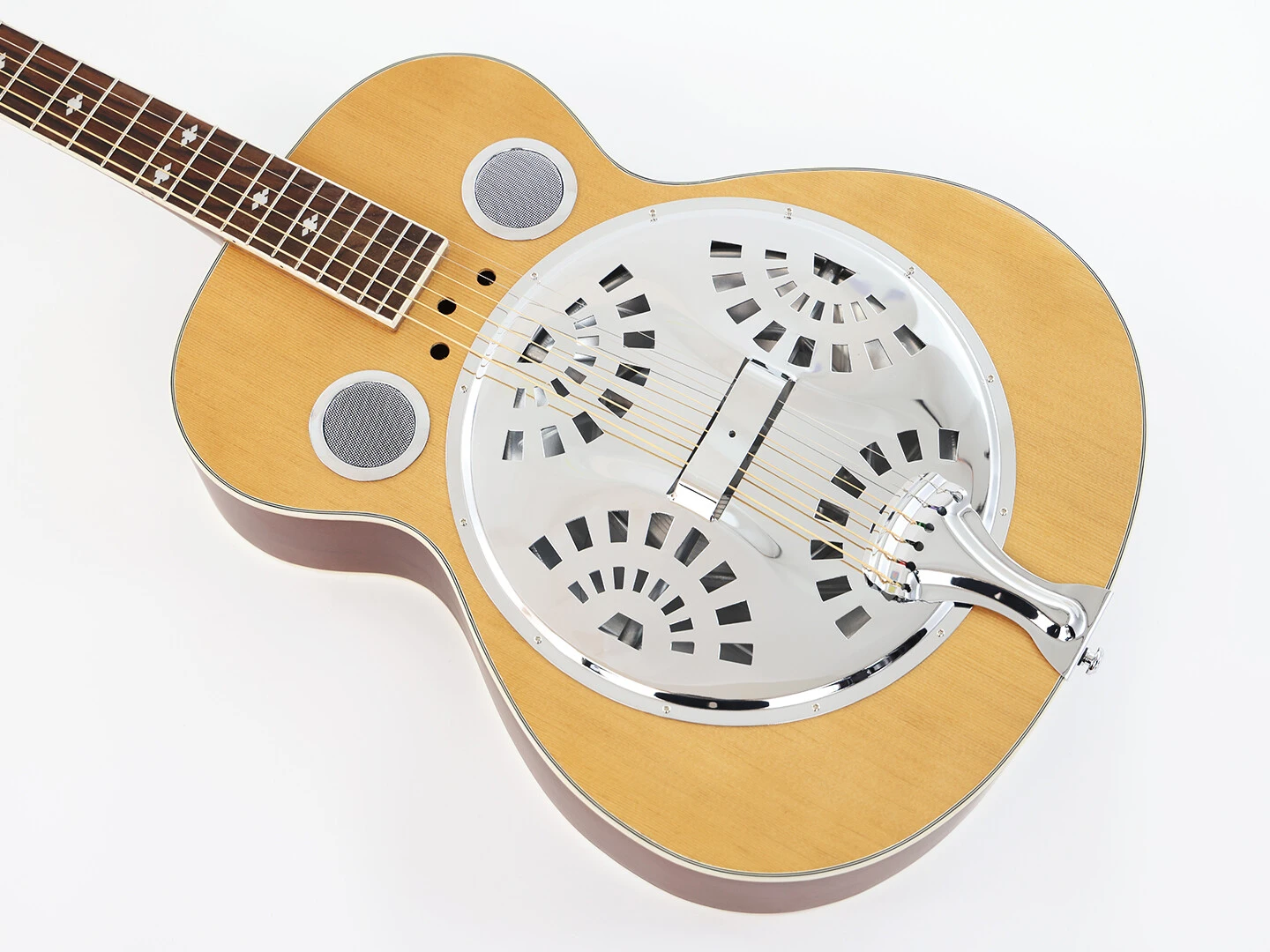 Guitarra Dobro Resonator con cuerpo de madera contrachapada de caoba y mástil redondo
